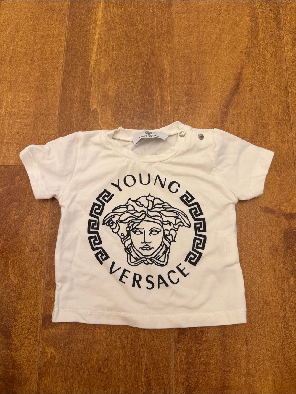 Young Versace baby boys 6M White Tee with Black Medusa Logo